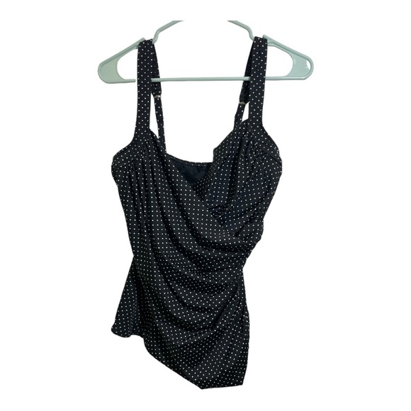 Miraclesuit womens tankini top. Black with white small polk dots. Fits medium - Picture 1 of 12